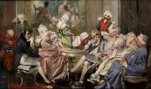 Hoffelijk gezelschap in een salon