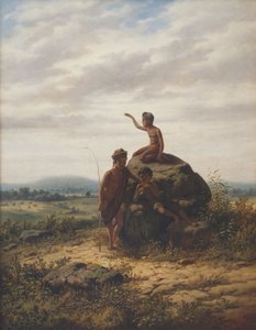 Een uitgestrekt Indonesisch landschap met jonge koeienhoeders door Jan Daniel Beynon