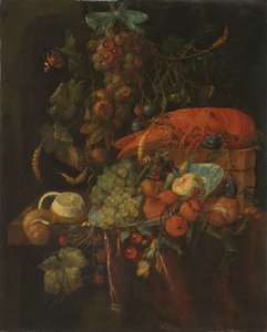 Stilleven met fruit en een kreeft