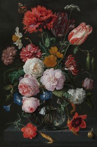Stilleven met Bloemen in een Glazen Vaas