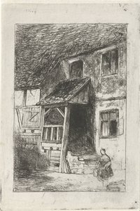 Gevel van een huis met een overdekte opgang door Jan Diederikus Kruseman