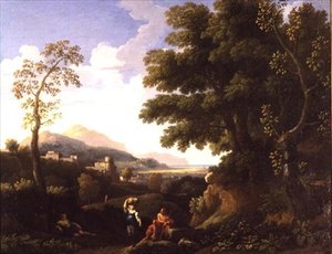 Klassiek landschap met figuren