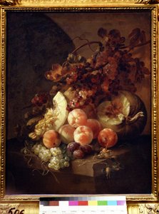 Stilleven met perziken door Jan Frans van Son