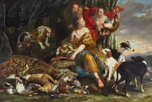 De godin Diana ontvangt de buit door Jan Fyt
