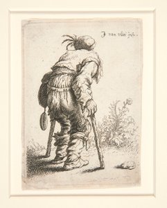 Een bedelaar met twee krukken door Jan Georg van Vliet