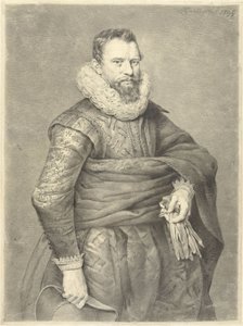 Portret van een man met handschoenen en hoed in de hand, naar rechts door Jan Gerard Waldorp