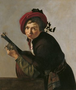 Man speelt theorbe