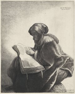 Lezende oude vrouw door Jan Gillisz. van Vliet