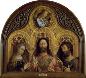 Christus tussen de Maagd Maria en Johannes de Doper door Jan Gossaert