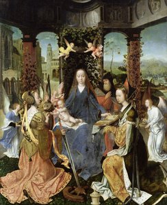 Madonna en Kind met Maria Magdalena en St. Catharina door Jan Gossaert