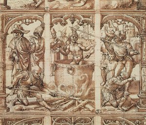 Martelaarschap van Sint Jan de Evangelist (wassing op papier)