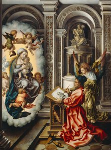 Duits: Hl. Lukas malt die Madonna Sint Lucas schildert de Maagd