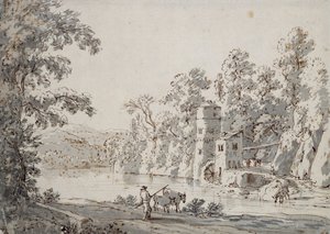 De watermolen bij de doorwaadbare plaats door Jan Hackaert