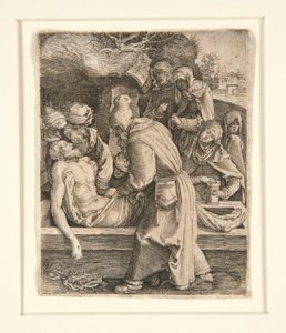 Graflegging, uit De Passie door Jan Harmensz. Muller