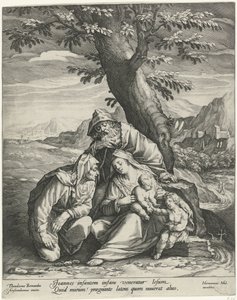 Heilige Familie met Elisabet en Johannes de Doper door Jan Harmensz. Muller
