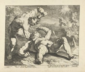 Kaïn doodt Abel door Jan Harmensz. Muller