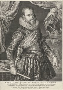 Portret van koning Christiaan IV van Denemarken en Noorwegen door Jan Harmensz. Muller