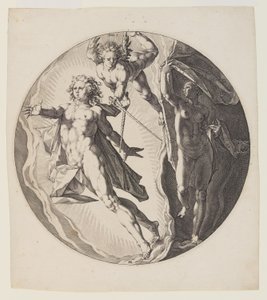 De eerste dag, plaat 2, uit Schepping van de wereld door Jan Harmensz. Muller