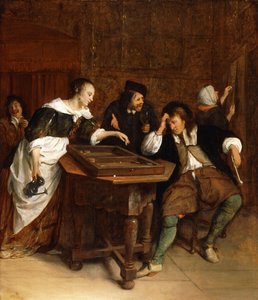 Adel die backgammon speelt in een interieur door Jan Havicksz. Steen
