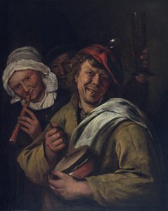 De Rommelpot: Interieur met drie figuren door Jan Havicksz. Steen
