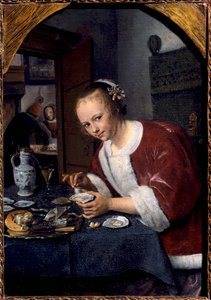 Jong meisje eet oesters door Jan Havicksz. Steen