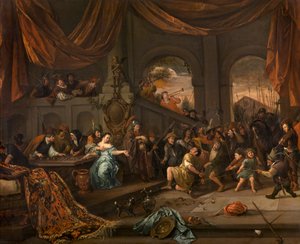 De bespotting van Samson door Jan Havickszoon Steen