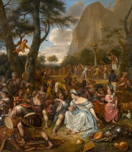 De aanbidding van het gouden kalf door Jan Havickszoon Steen