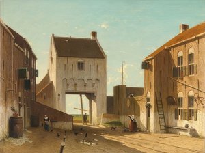 Stadspoort in Leerdam door Jan Hendrik Weissenbruch