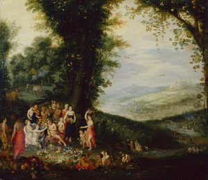 De Triomf van Bacchus door Jan II and Balen Jan van Brueghel