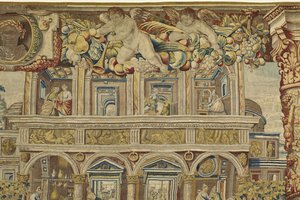 (detail) van het paleis en muzikale engel uit Vertumnus en Pomona, ca. 1630 door Jan II Raes