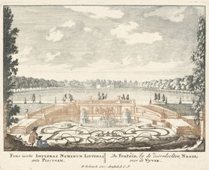 Fontein en grote vijver in de tuinen van Paleis Het Loo, 1694-97 door Jan I van Call