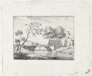 Landschap met brug en boerderij door Jan Izaak van Mansvelt