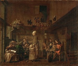 De werkplaats van de schoenmaker door Jan Josef the Elder Horemans
