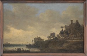 Rivierscène met de "Zwaan" herberg