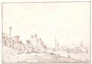 Strand met veel mensen door Jan Josefsz van Goyen