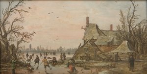 Winterscène bij een Boerderij door Jan Josefsz van Goyen