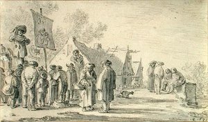 Een dorpsscène door Jan Josephsz van Goyen