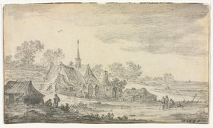 Groep gebouwen aan een kust, 1653 door Jan Josephsz van Goyen