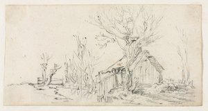 Schets van landschap met huisje, ca. 1630 door Jan Josephsz van Goyen