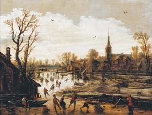 De Schaatsers, door Jan van Goyen door Jan Josephsz van Goyen