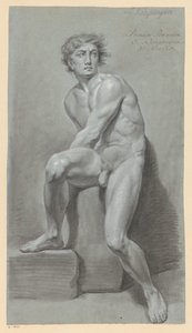 Zittend mannelijk naakt, van voren gezien (1e prijs 1791)