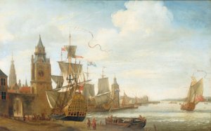 Capriccio met motieven van de haven van Antwerpen door Jan Karel Donatus van Beecq