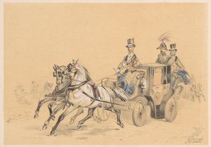 Vigilant met twee paarden bespannen door Jan Karel Jacob de Jonge