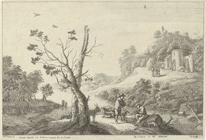 Landschap met een fluitspeler en een herder