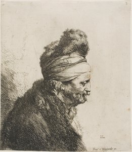 Buste van een oosterse man, naar rechts gericht door Jan Lievens