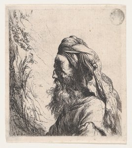Man met tulband naar links gewend door Jan Lievens