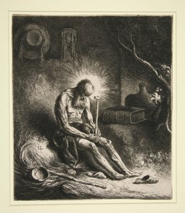 De heilige Hiëronymus in boetedoening door Jan Lievens