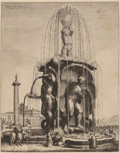 De fontein en de zuil van Trajanus in Rome door Jan Lutma II