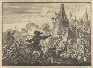 Afgeslagen bestorming van de muren van Livron, door de Hugenoten verdedigd, 1574