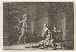 Caesonia met haar dochter door Lupus gedood door Jan Luyken